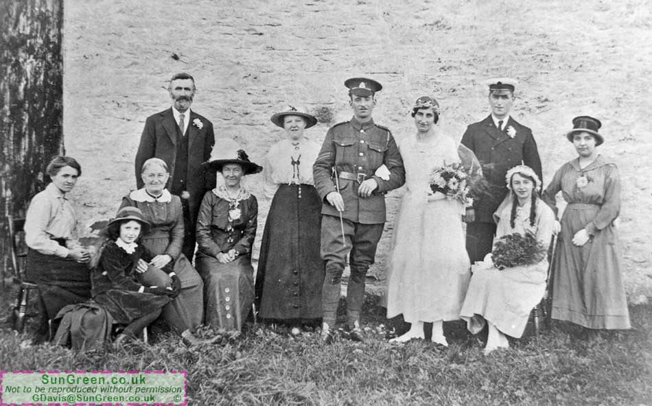 A photo showing guests at the wedding of Dorcas Hale Vaughan in 1917.