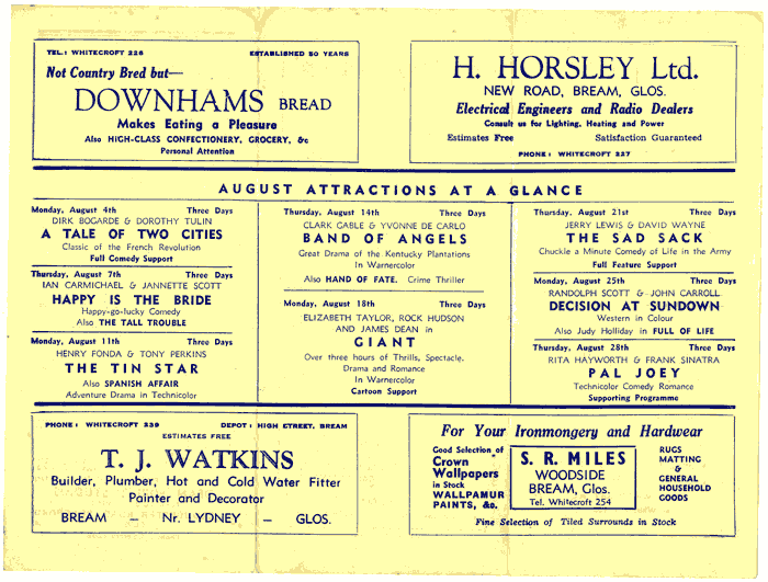 image: Bream Miners Welfare cinema programme - August (39k)