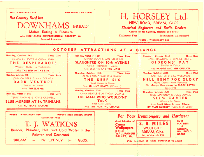 image: Bream Miners Welfare cinema programme - October (39k)