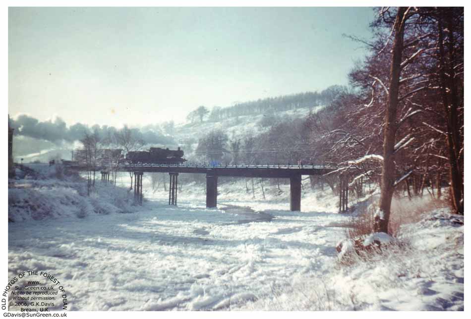 image: frozen river Wye near Lydbrook around 1960