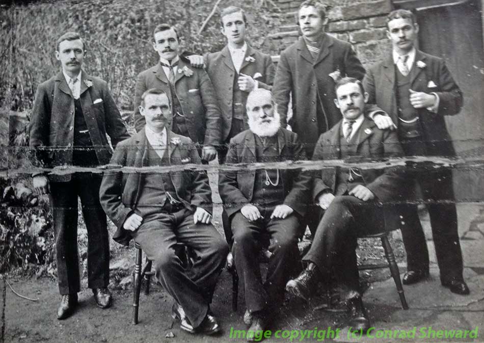 A photo of Gaffer Davis with his sons