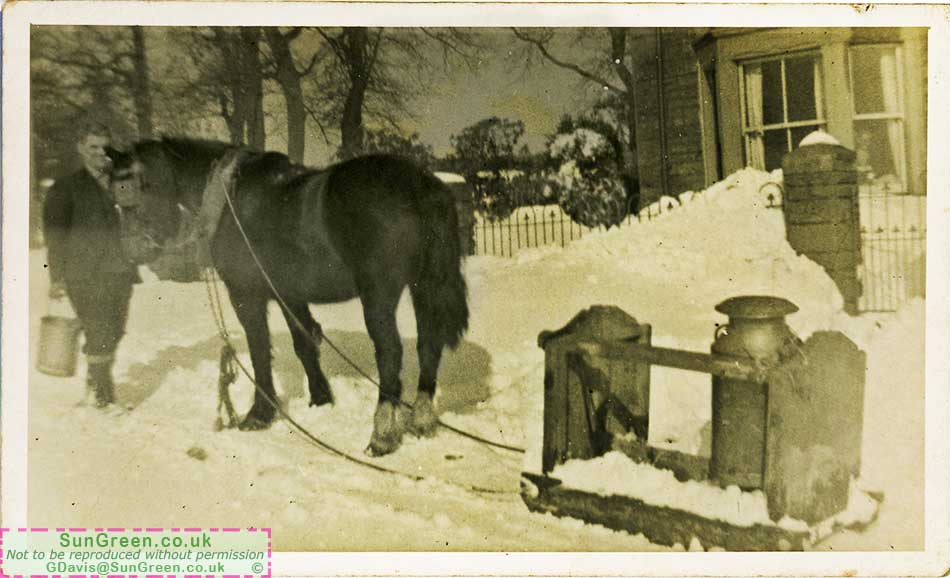 An old photo of Milk being deliverd in Yorkley during the snow.