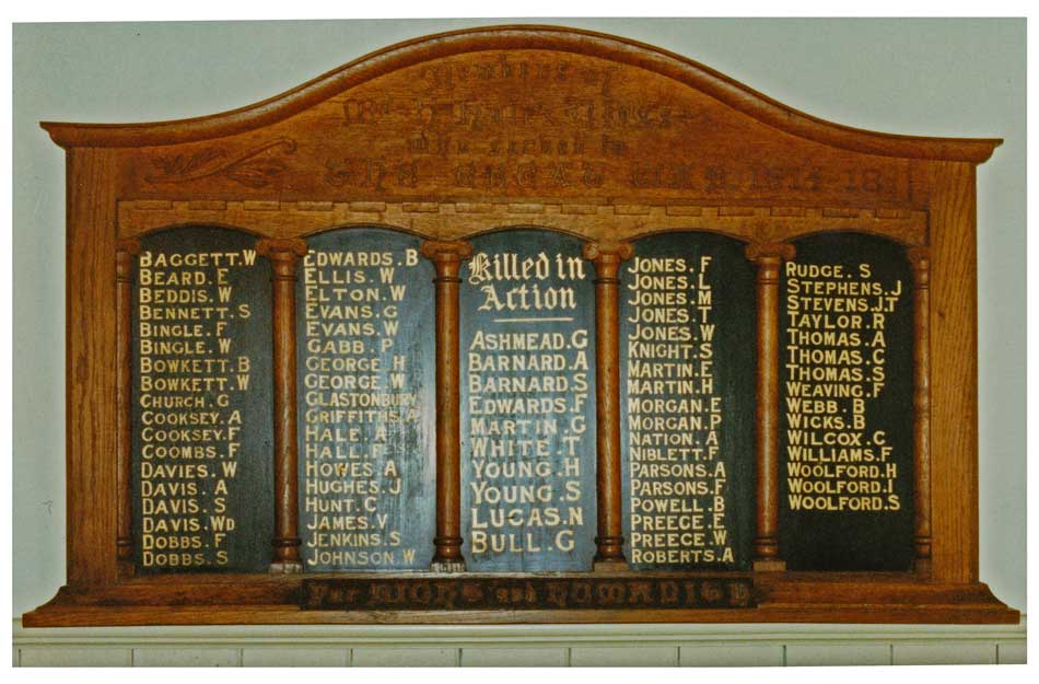 Cinderford Baptist 1914-1918 war memorial