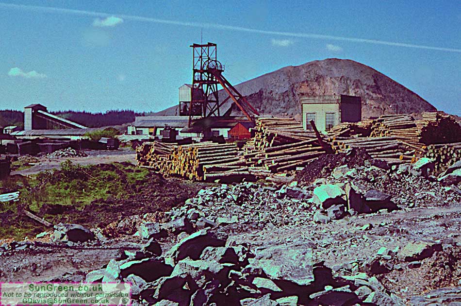 A photo of pit props at Northern United colliery near Cinderford, Glos, taken in 1962