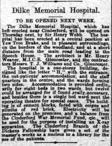 Opening of the Dilke Hospital