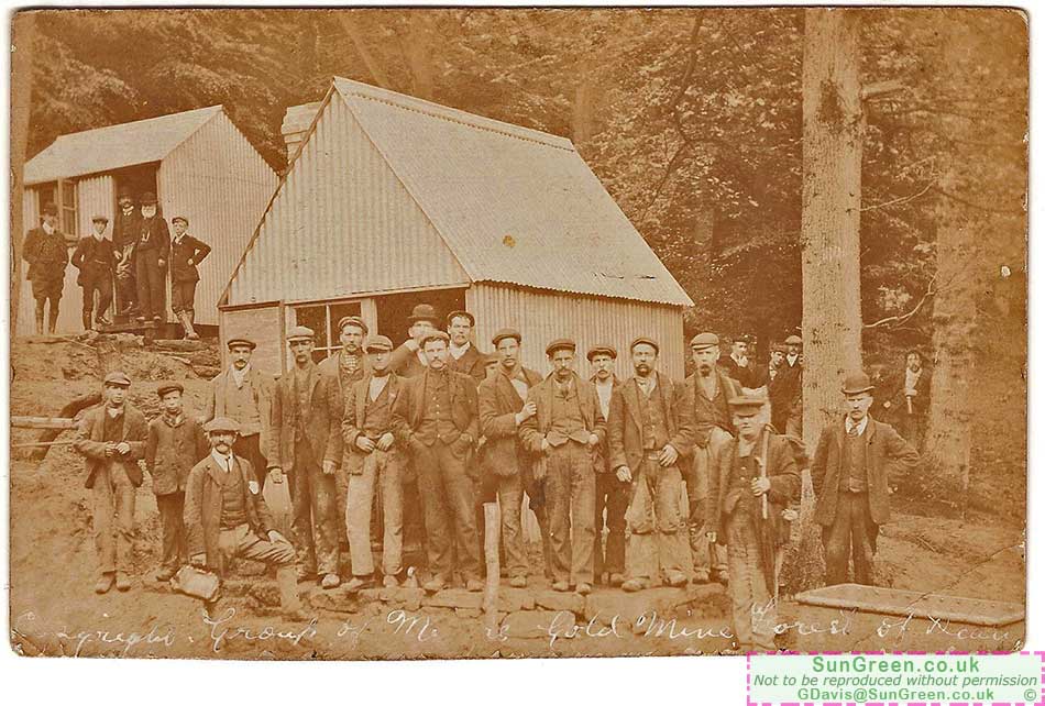An old image of workers at a gold mine in the Forest of Dean.