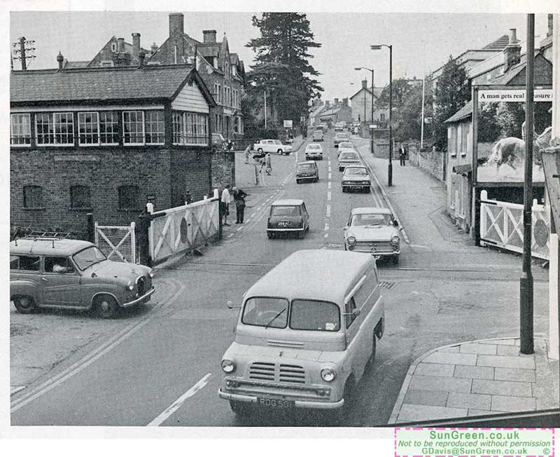 An old photo of the railway crossing at Lydney