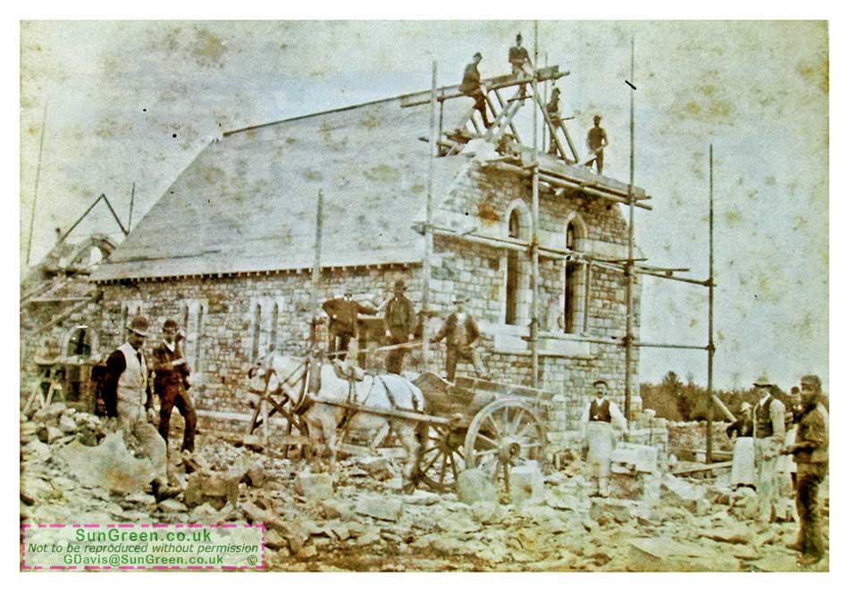 A photo showing the construction of St Michaels church, Tidenham Chase